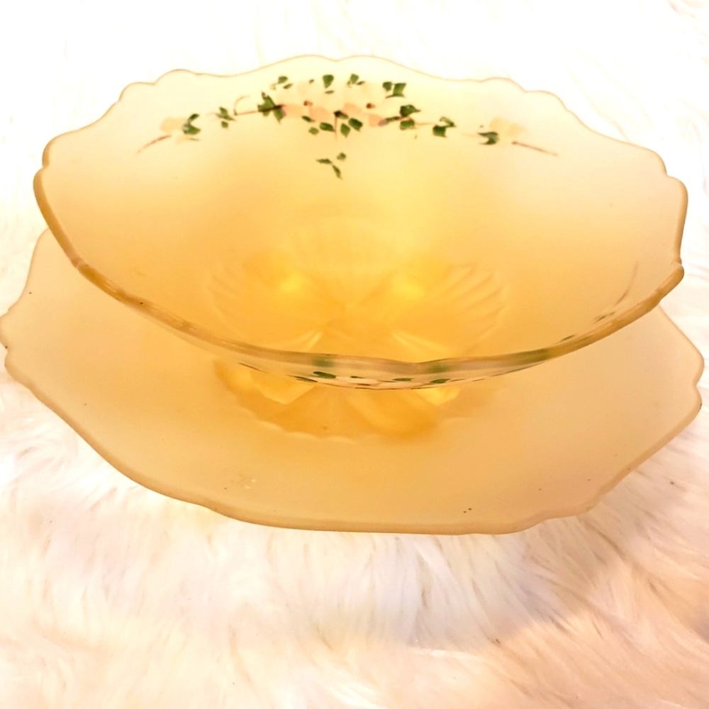 - 2 peice Satin depression glass